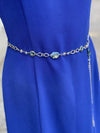 Silver long Blue Stone Necklace/belt