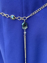 Load image into Gallery viewer, Silver long Blue Stone Necklace/belt

