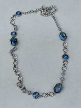 Load image into Gallery viewer, Silver long Blue Stone Necklace/belt
