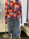 Zara floral,banded waist top S