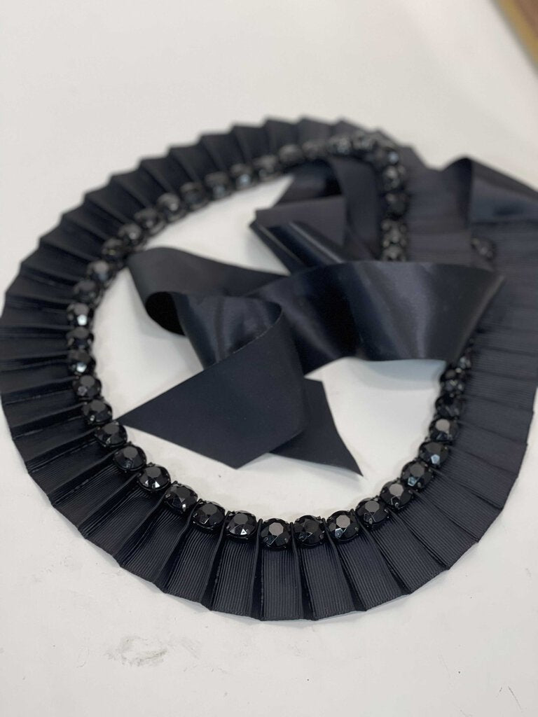 Fabric ribbon beaded belt S/M