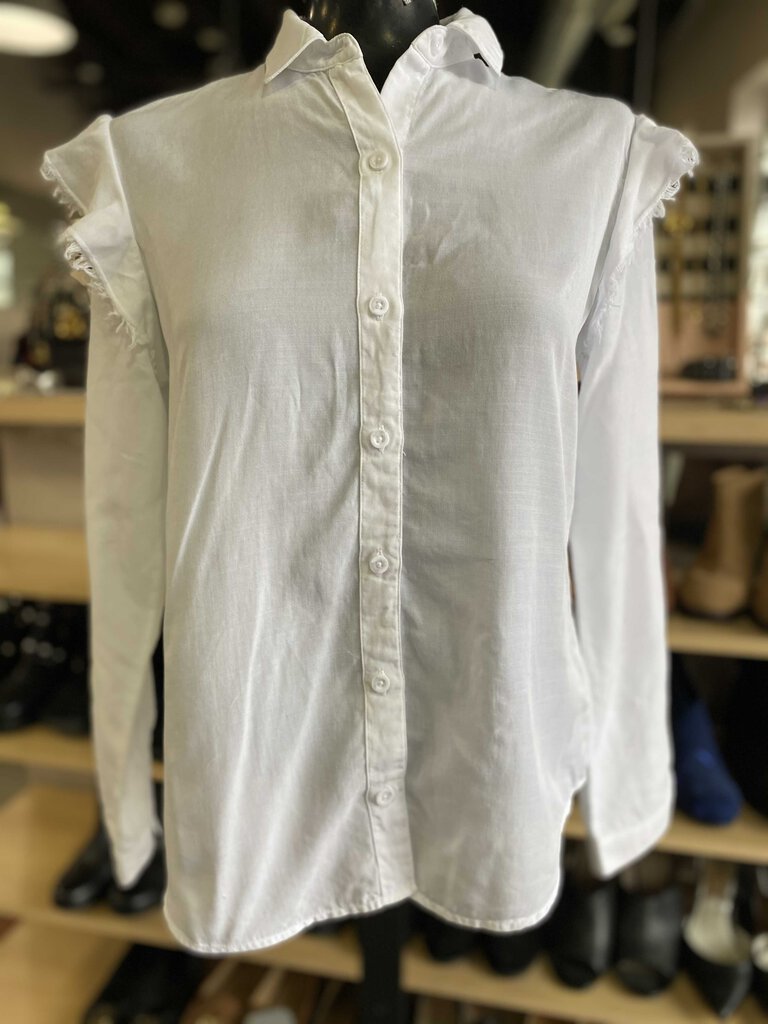 Cloth and Stone Frayed Shoulder Top Long Sleeve XS