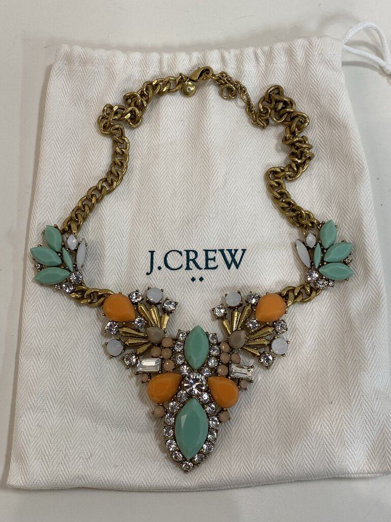 J Crew orange/mint stones necklace