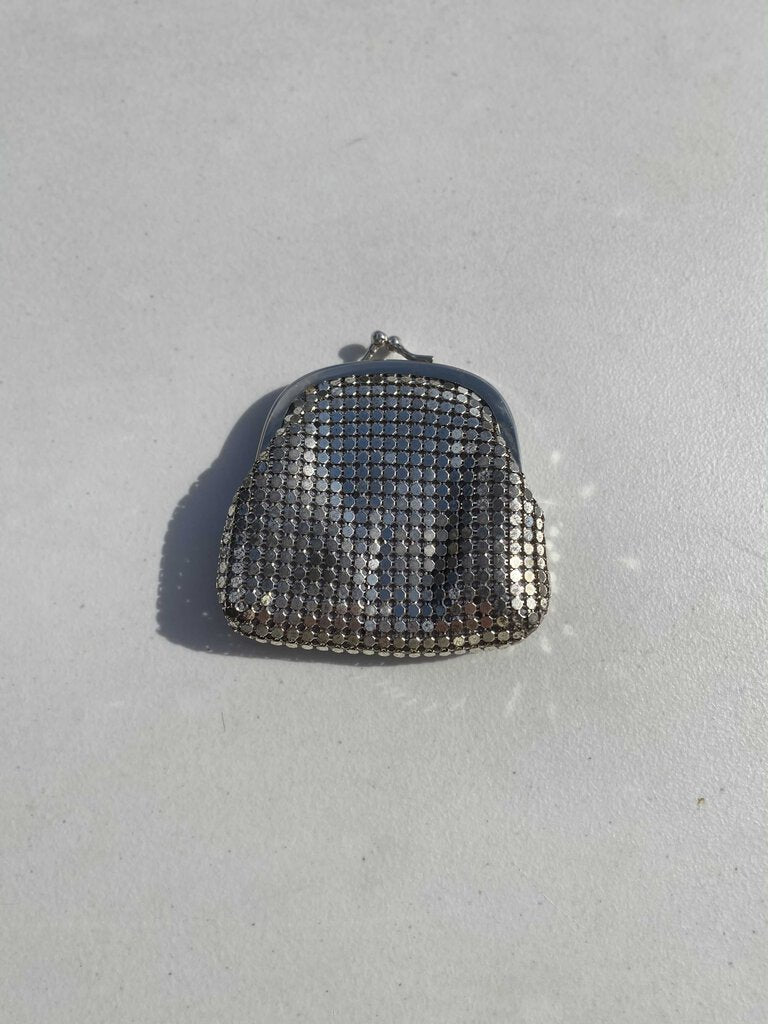 Small Coin Silver Mesh Metal Bag