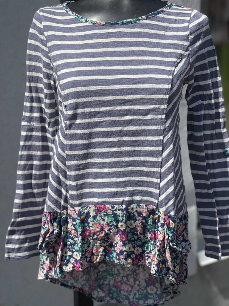 Anthropologie striped/floral Top Long Sleeve S
