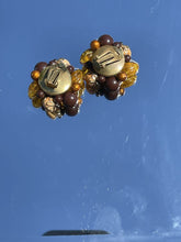 Load image into Gallery viewer, Clip On Brown Bead Earrings
