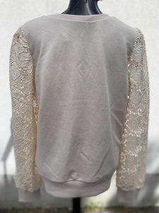 Heartloom Lace Sleeve Sweater L