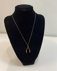 14K gold wishbone necklace