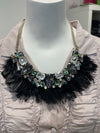 Feathers/stones collar necklace