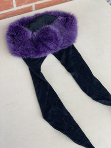Purple rabbit hair trim hat