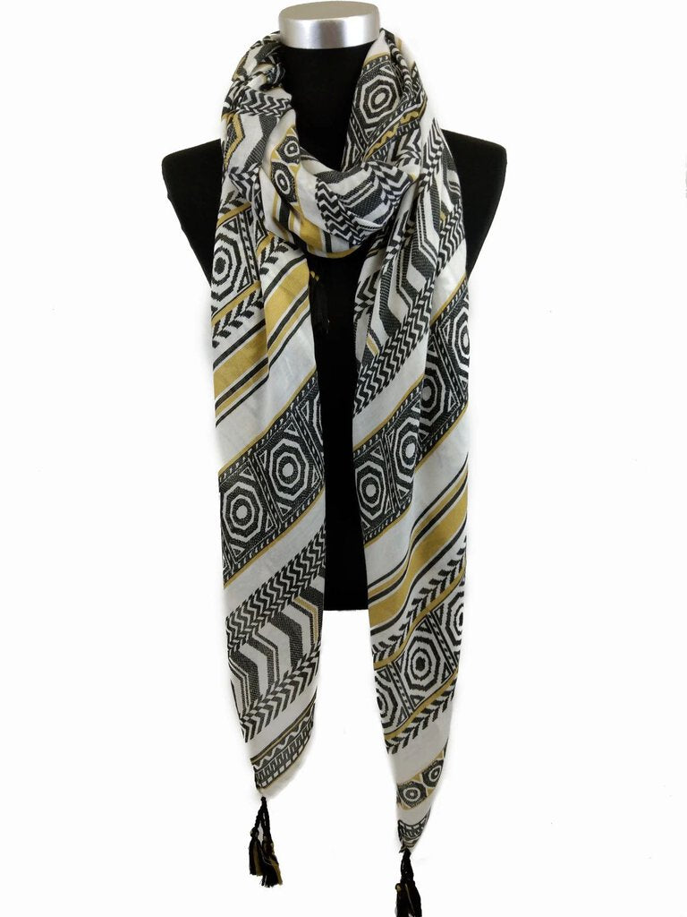 Tassle aztec print scarf