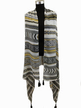 Load image into Gallery viewer, Tassle aztec print scarf
