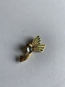Ombre green hummingbird brooch