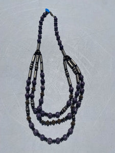 3 strand purple stone necklace