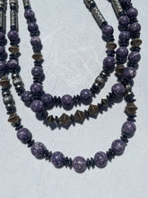Load image into Gallery viewer, 3 strand purple stone necklace
