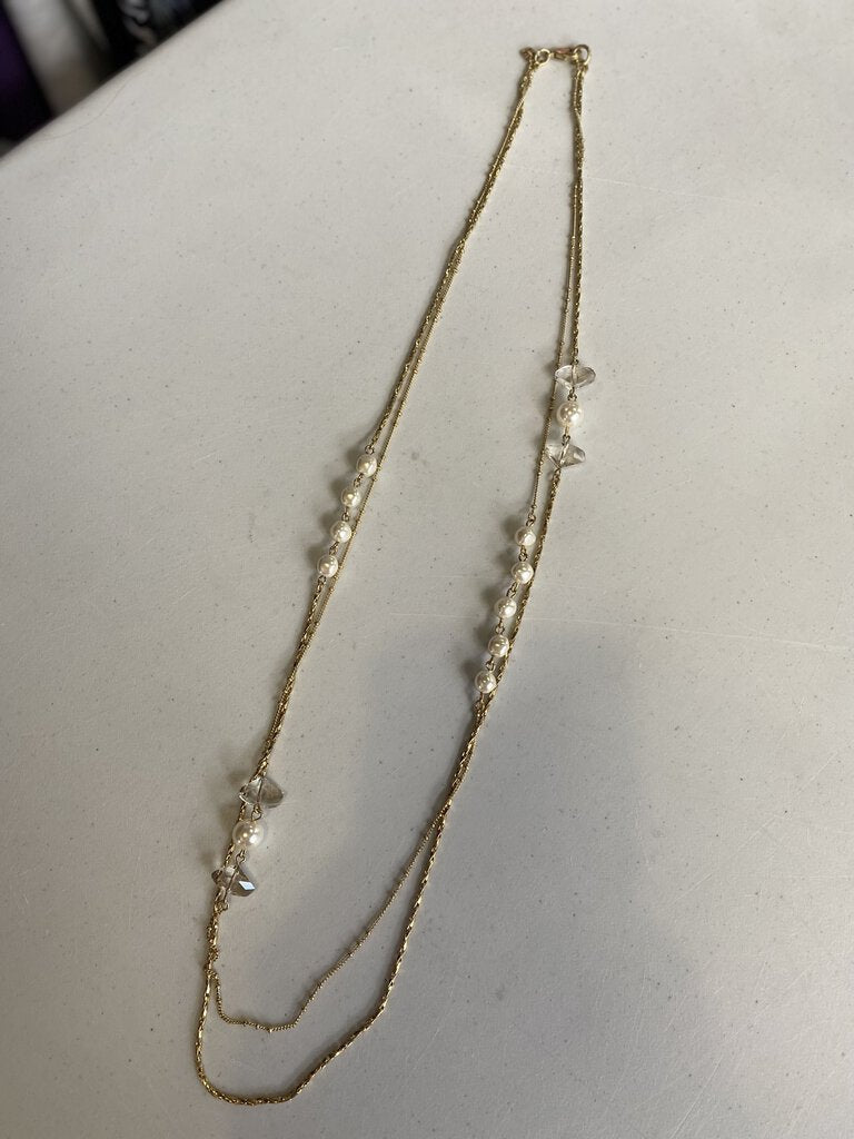 Banana Republic double chain w pearls/crystals