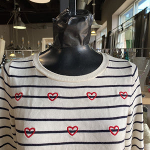 Talbots striped/hearts sweater M