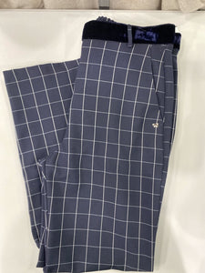 Imperial plaid pants w velvet trim M
