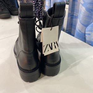 Zara studded tongue leather boots NWT 6