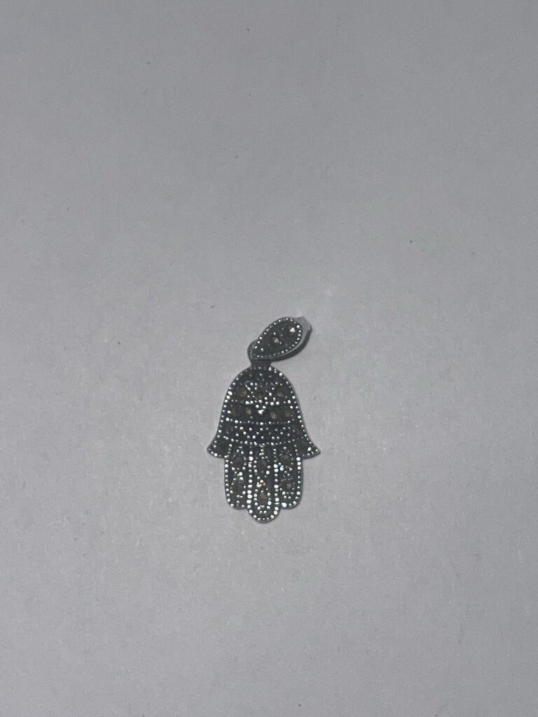 .925 pave hamsa hand pendant