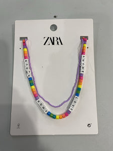 Zara "Love/Amore" beaded necklace NWT