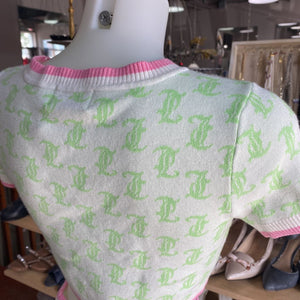 Juicy Couture monogram crop sweater NWT M