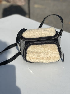 Vince Camuto leather/shearling mini crossbody