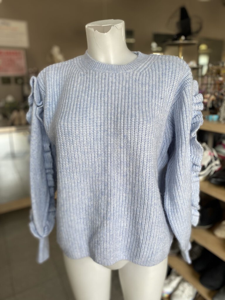 Zara shaker knit ruffle sleeves sweater NWT S