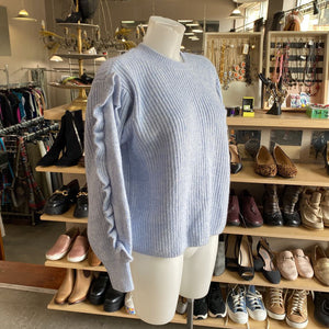Zara shaker knit ruffle sleeves sweater NWT S