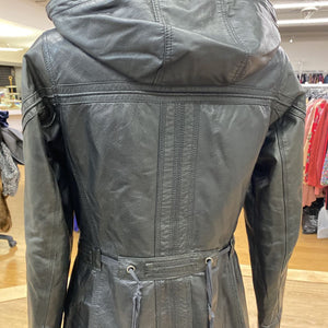 Danier vintage zip out liner leather coat (As Is-drawstring ripped XS)