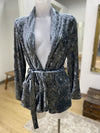 Zara velour tie waist blazer L