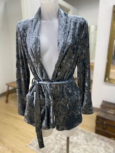 Zara velour tie waist blazer L