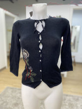 Load image into Gallery viewer, Annex angora/silk/cotton/mesh embroidered cardi S
