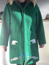 Load image into Gallery viewer, Vintage wool/fur trim Handcrafted In The Canadian Artic by Inuvik Sewing Centre coat 18 (L/XL) *As Is
