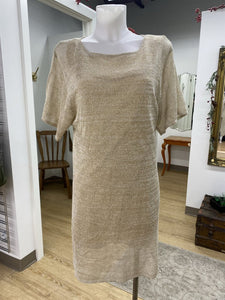 Ports International silk lined metallic overlay dress L
