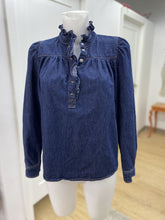 Load image into Gallery viewer, Ba&amp;sh ruffle denim top S
