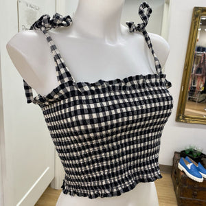 Re:Named smocked gingham top M